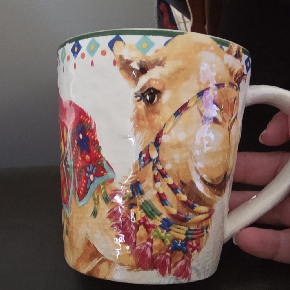 Pier 1 Imports Painted Desert Ironstone Camel Mug Multicolor Dishwasher Safe